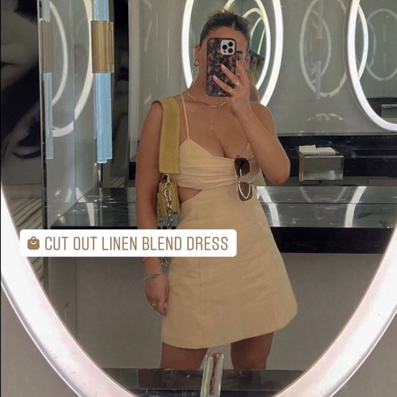 Zara CUT OUT LINEN BLEND DRESS - Picture 14 of 16
